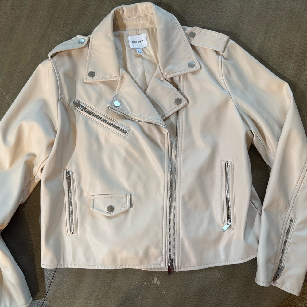 Nine West Women's Cream Vegan Leather Jacket